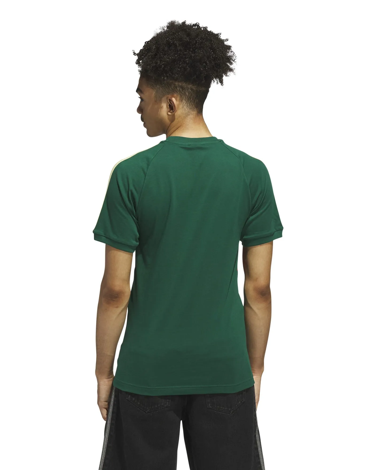 Adidas 3 Stripes Panel Tee - Collegiate Green / Better Scarlet