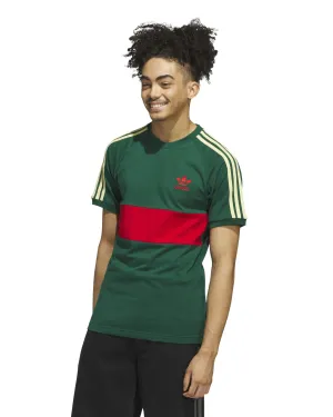 Adidas 3 Stripes Panel Tee - Collegiate Green / Better Scarlet