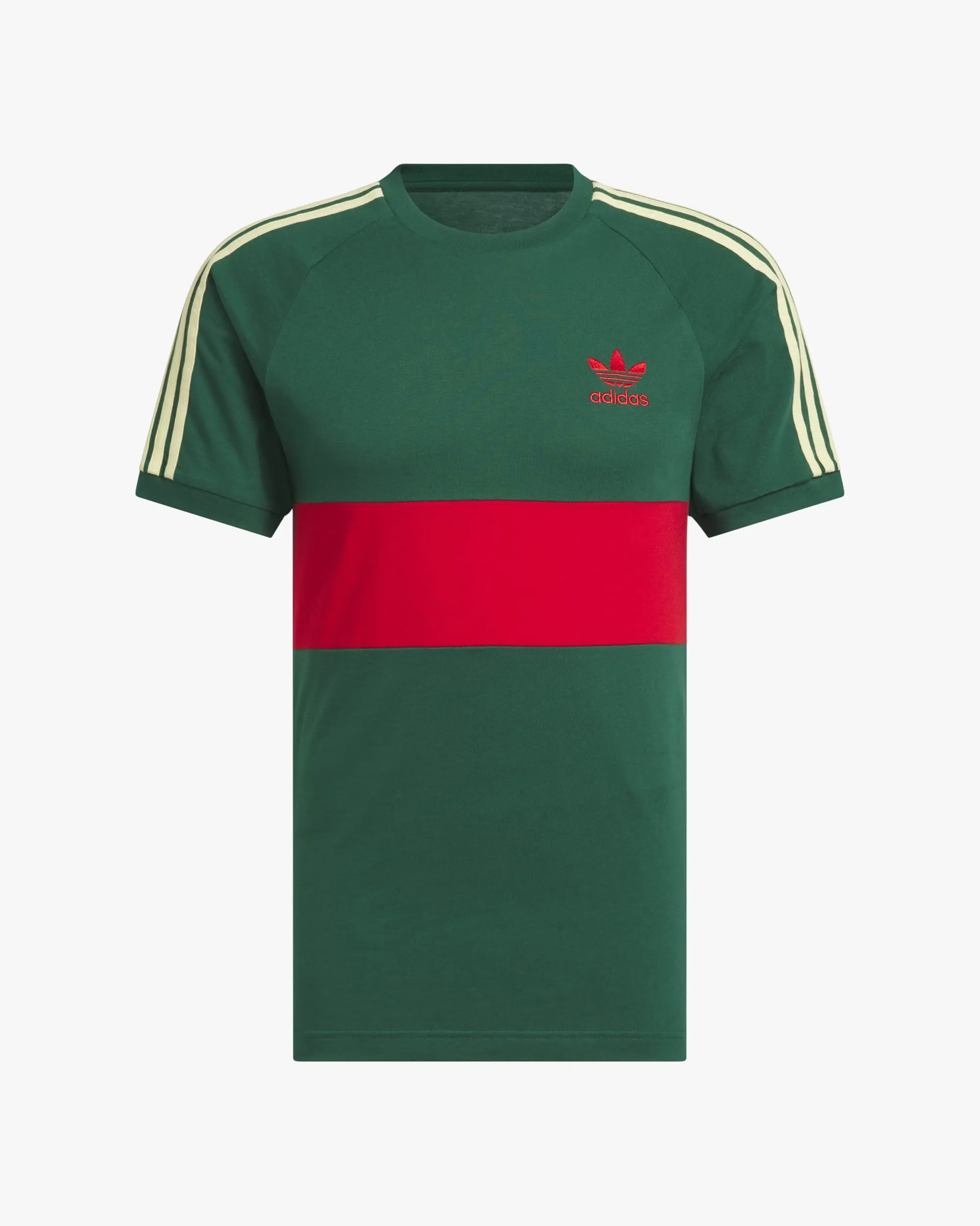 Adidas 3 Stripes Panel Tee - Collegiate Green / Better Scarlet