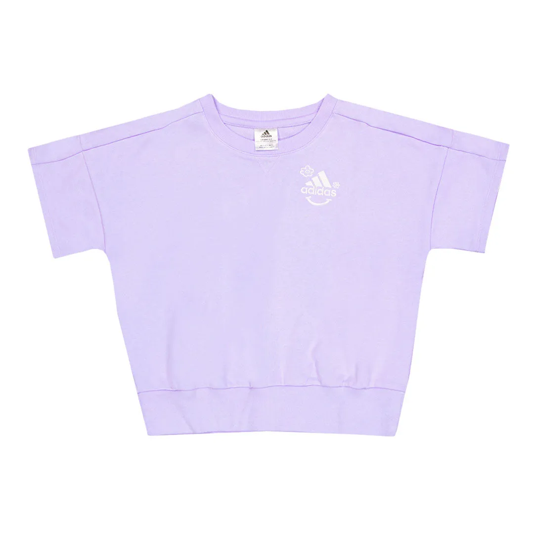 adidas - Girls' (Junior) Lounge French Terry Short Sleeve Top (GB8780)