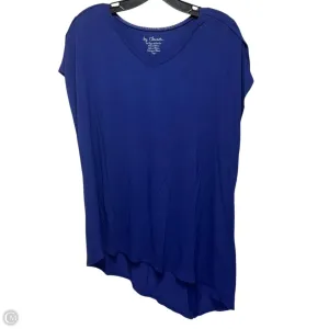 Asymmetrical Hem V-Neck Top Short Sleeve Basic By Chicos In Blue, Size: 16
