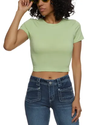 Basic Crew Neck Cropped Tee
