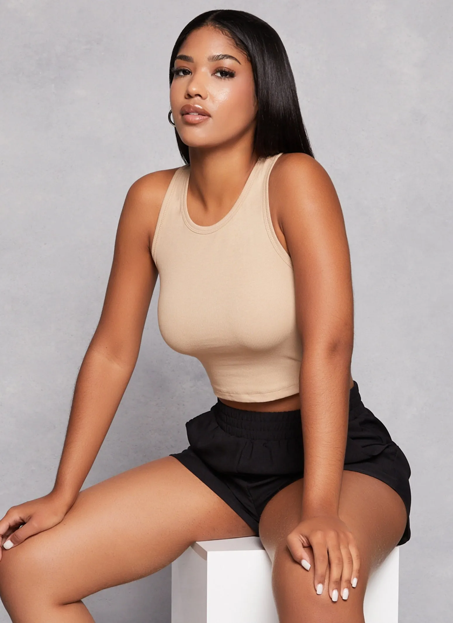 Basic Cropped Racerback Tank Top