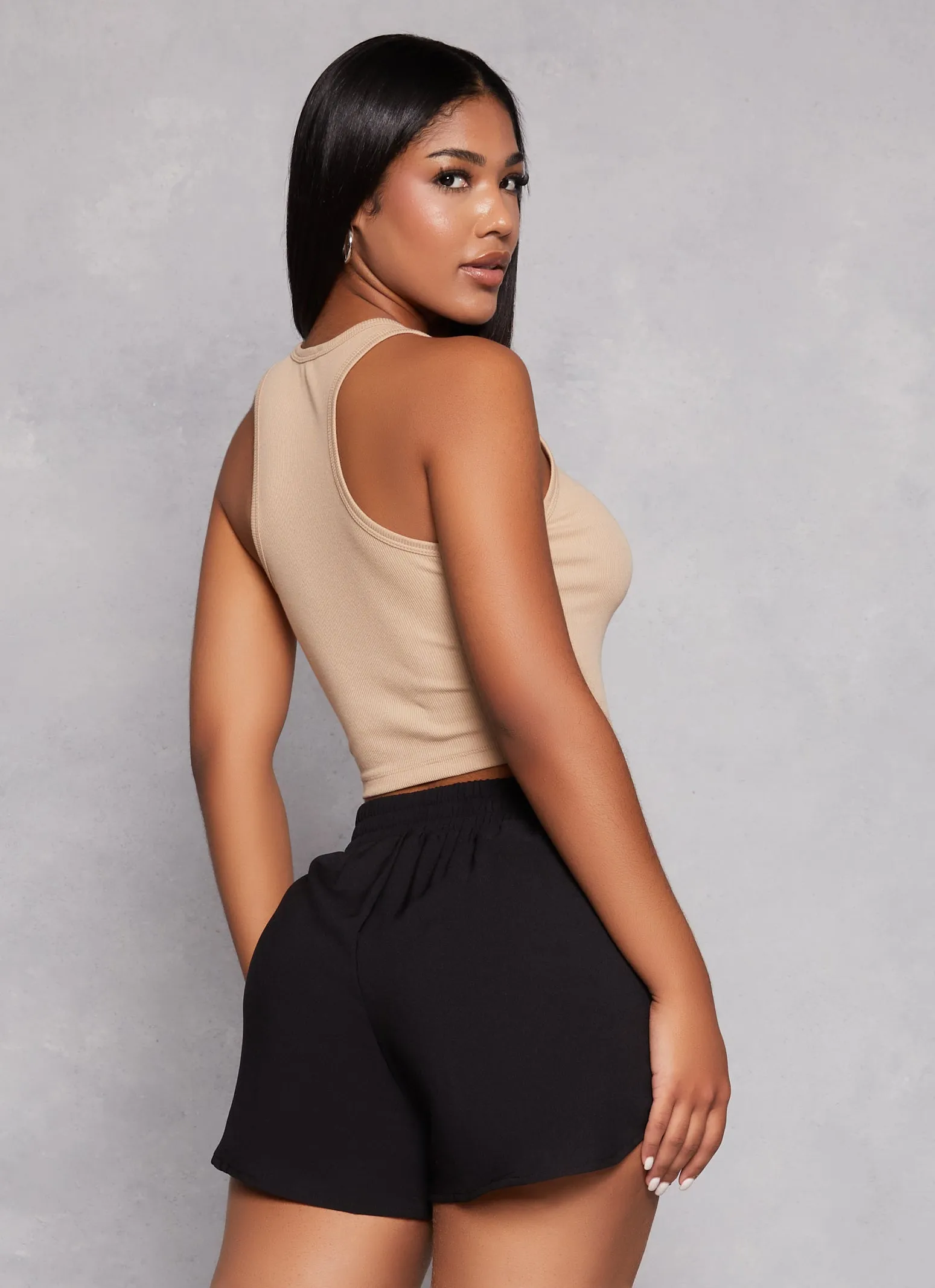 Basic Cropped Racerback Tank Top