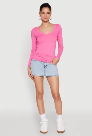 Basic Long Sleeve V Neck Tee