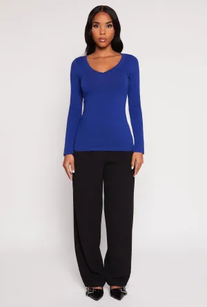 Basic Long Sleeve V Neck Tee