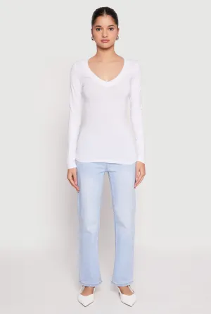 Basic Long Sleeve V Neck Tee