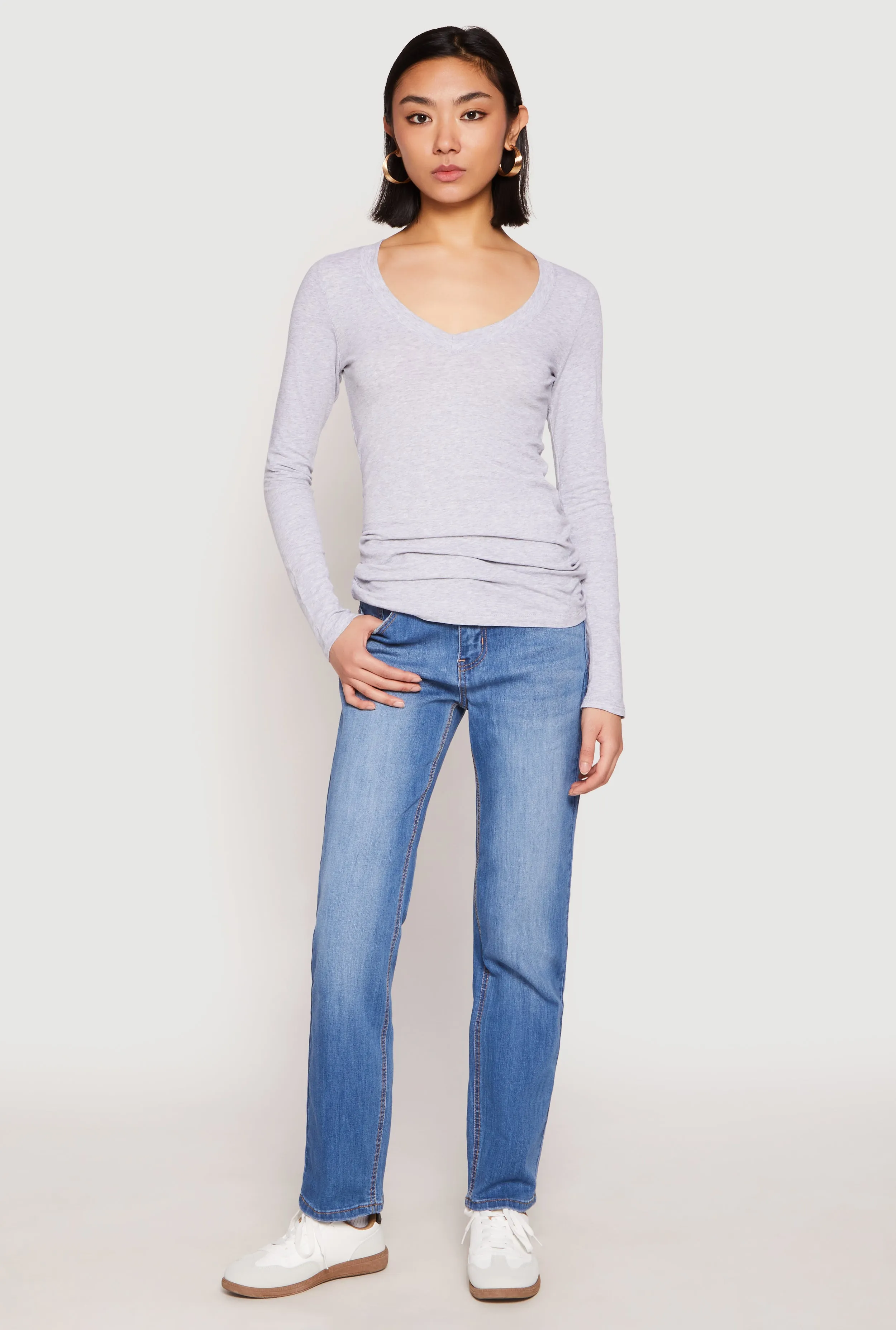 Basic Long Sleeve V Neck Tee