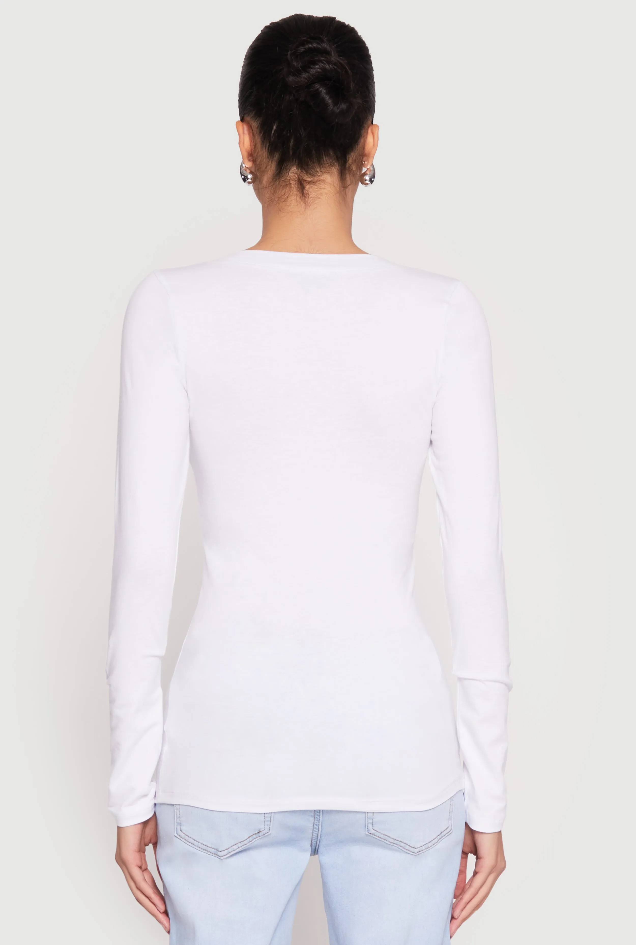 Basic Long Sleeve V Neck Tee