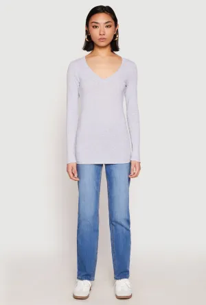 Basic Long Sleeve V Neck Tee