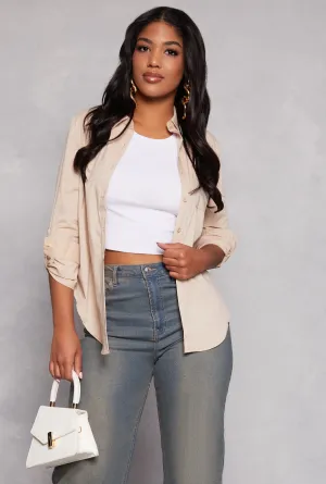 Basic Poplin Button Front Shirt