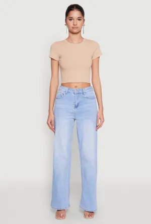 Basic Ribbed Knit Cropped Tee