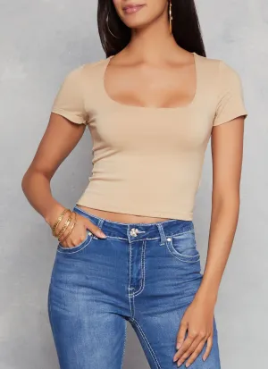 Basic Scoop Neck Cropped Tee