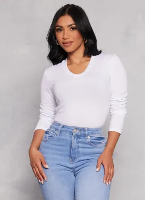 Basic V Neck Long Sleeve Tee