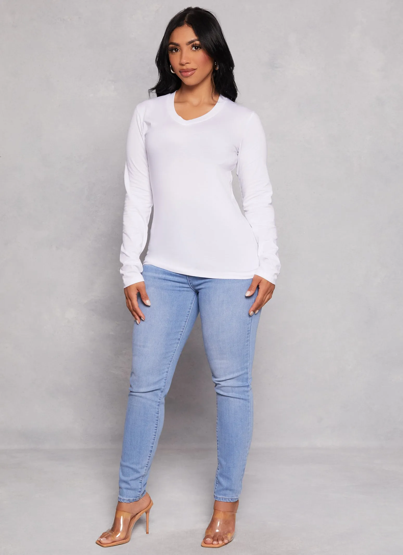 Basic V Neck Long Sleeve Tee