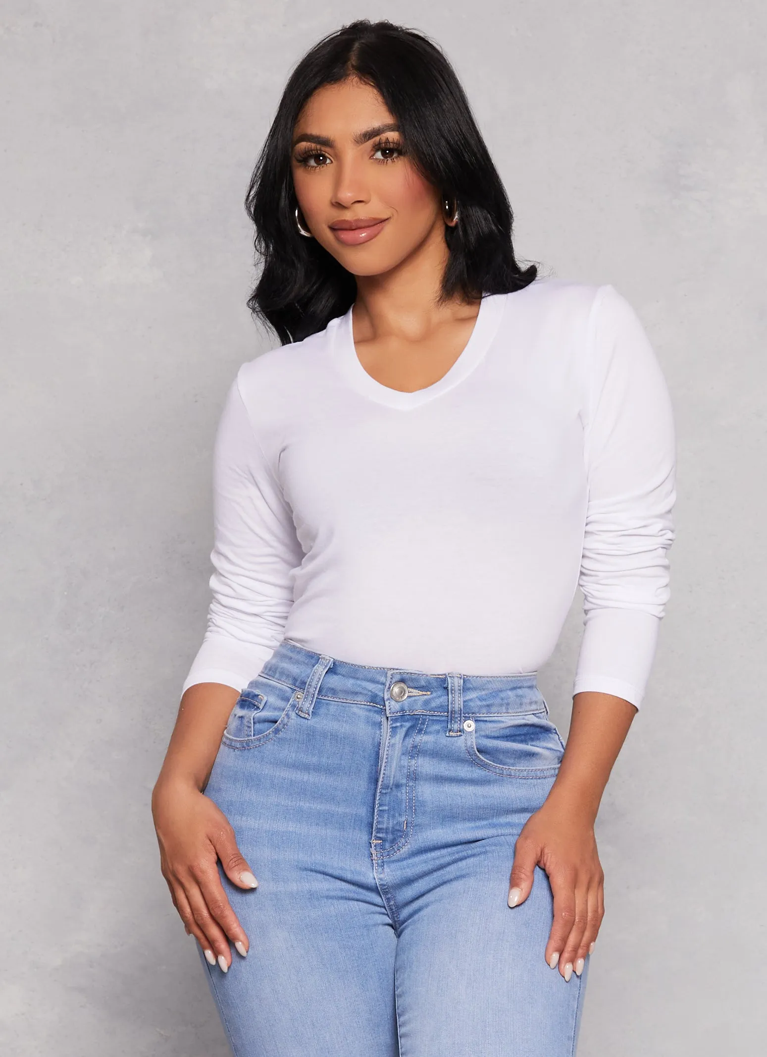 Basic V Neck Long Sleeve Tee
