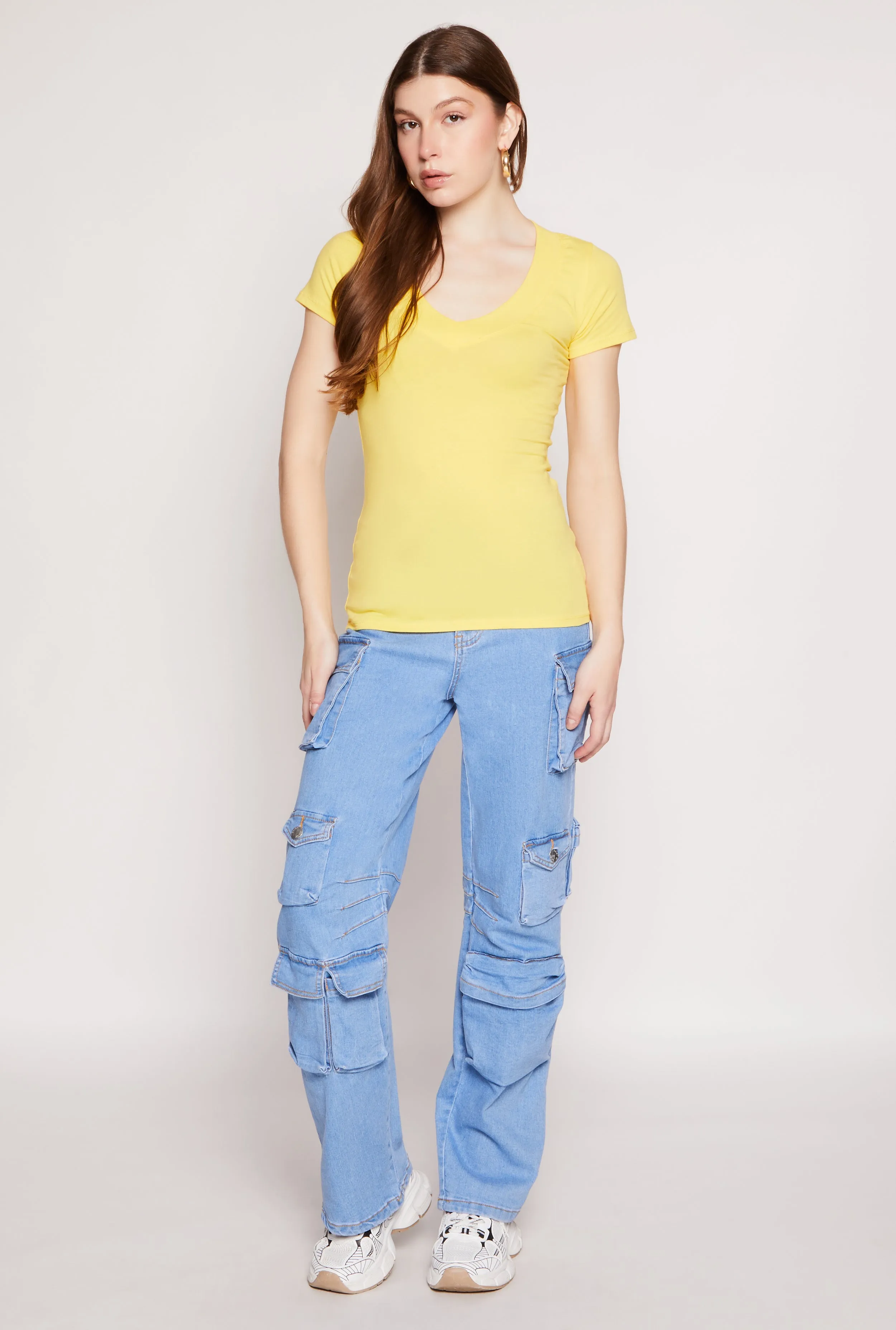 Basic V Neck Short Sleeve Tee