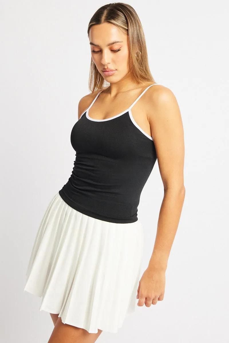 Black Singlet Top Contrast Binding Seamless