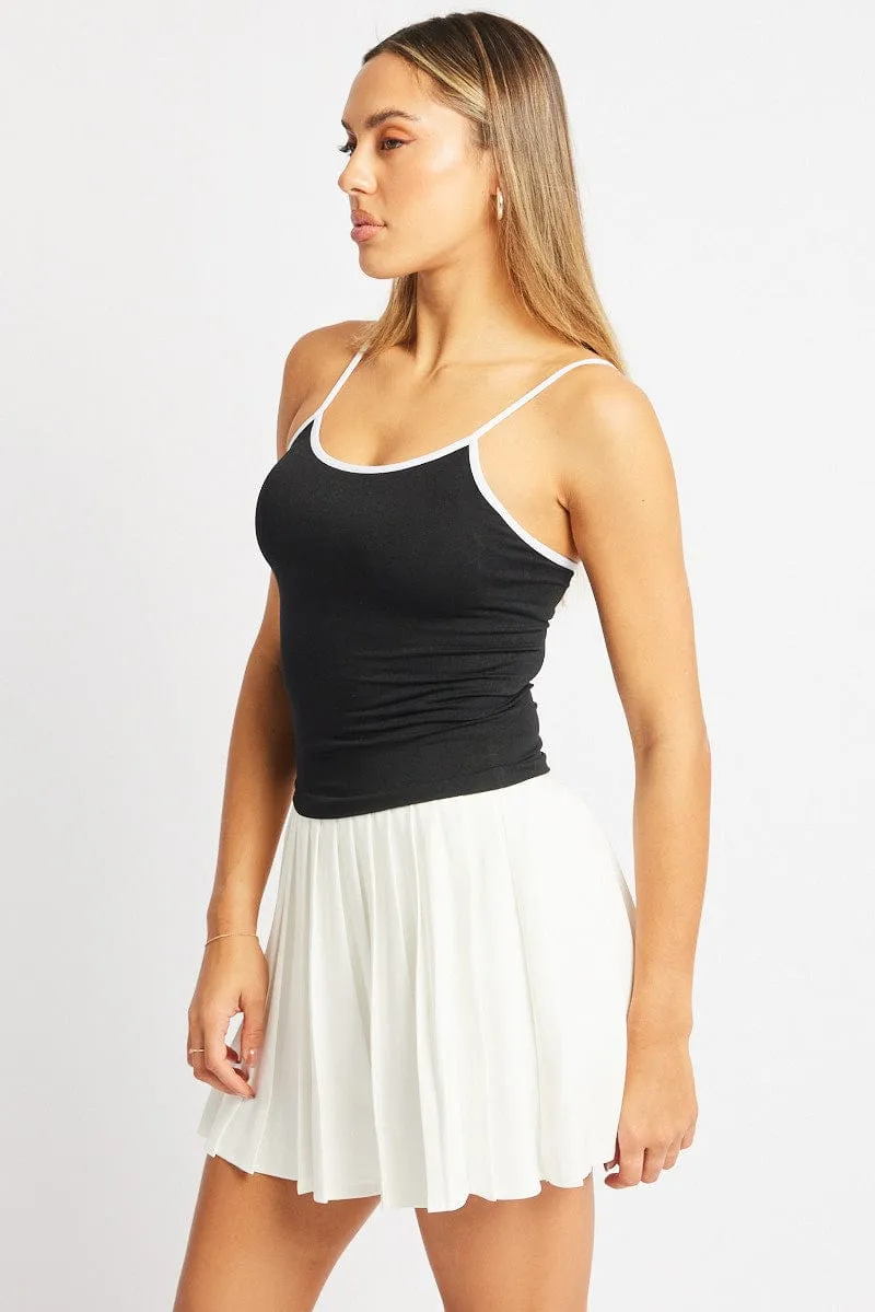 Black Singlet Top Contrast Binding Seamless