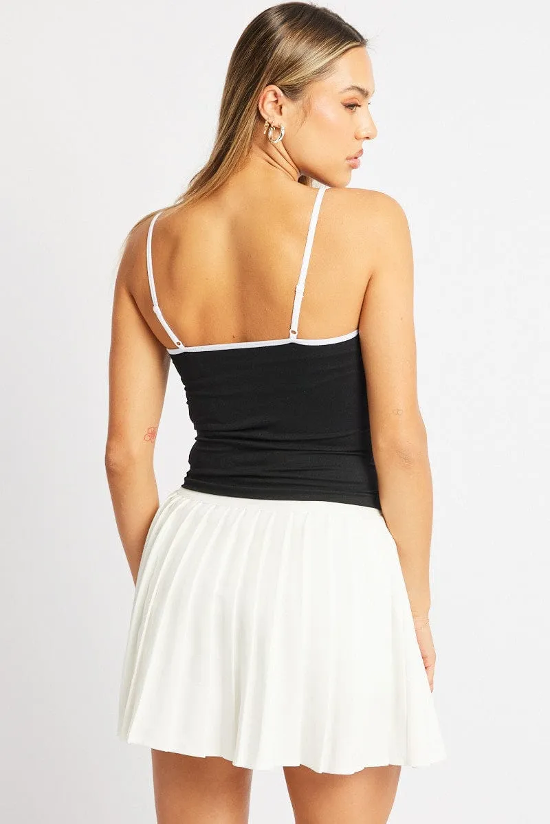 Black Singlet Top Contrast Binding Seamless