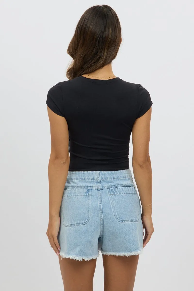 Black T-Shirt Cap Sleeve Supersoft