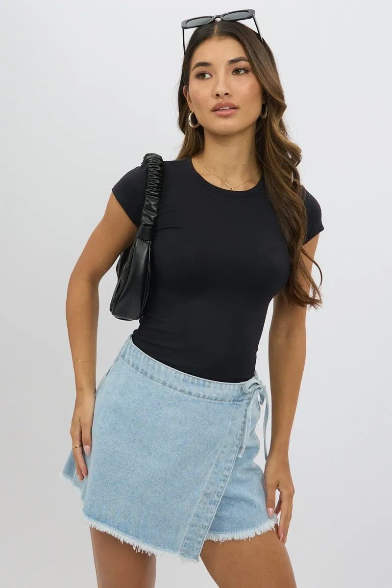 Black T-Shirt Cap Sleeve Supersoft