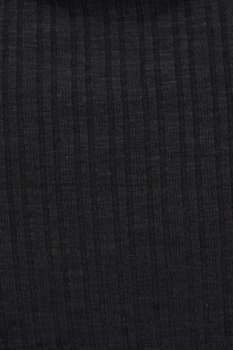 Black Top Long Sleeve Roll Up Neck