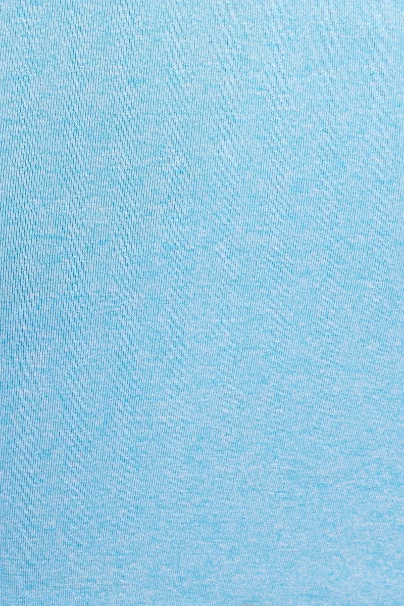 Blue Seamless Activewear Singlet Basic Top
