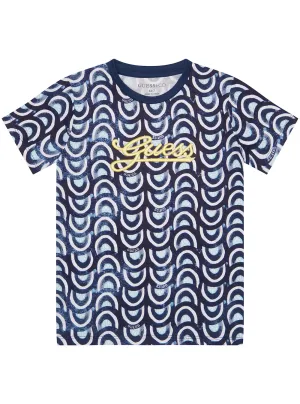 Blue Tile Print Short Sleeve T-Shirt (2-7)
