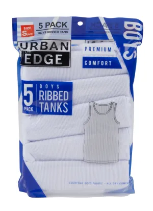 Boys 5 Pack Ribbed Knit Tank Tops