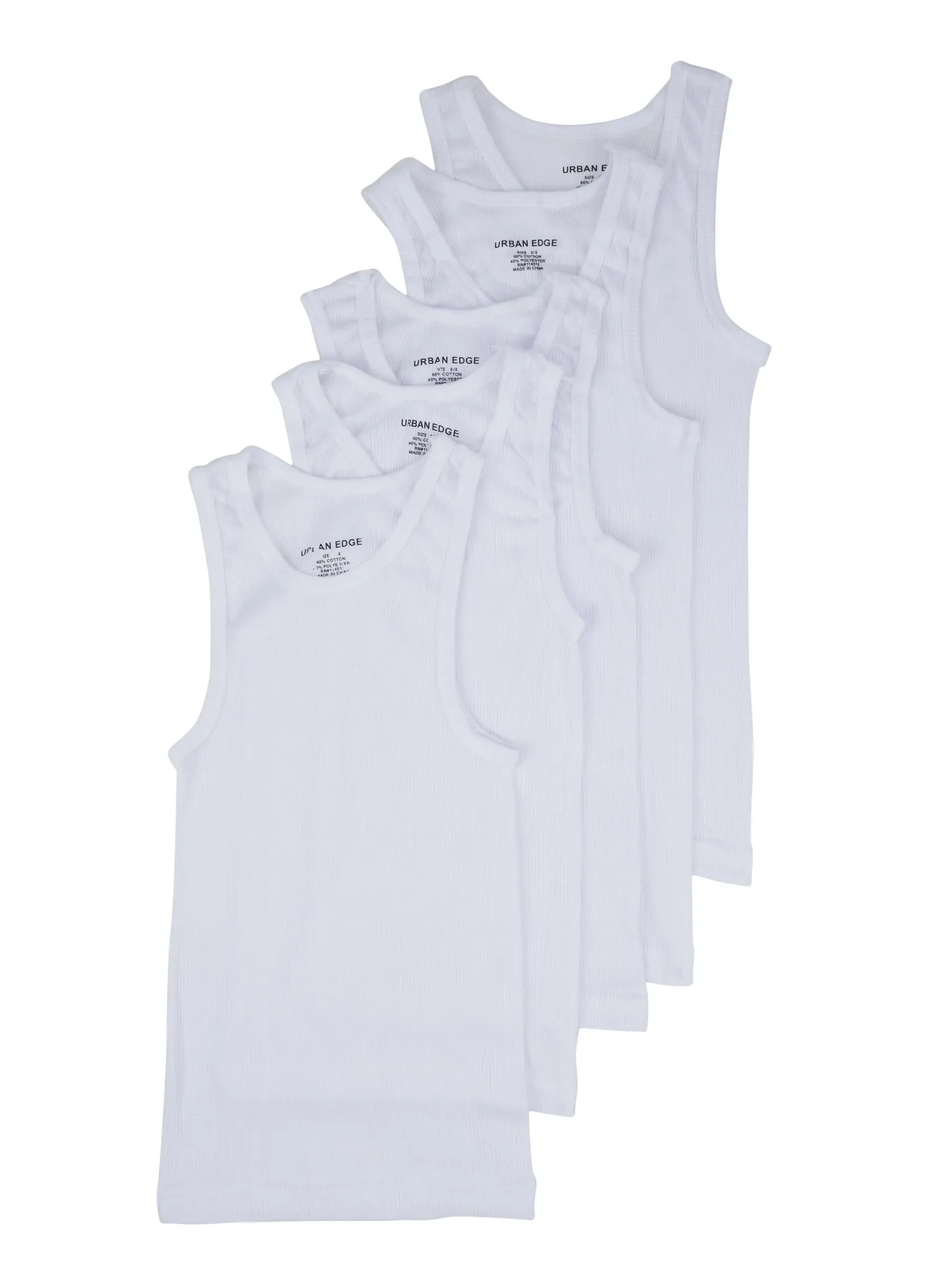 Boys 5 Pack Ribbed Knit Tank Tops
