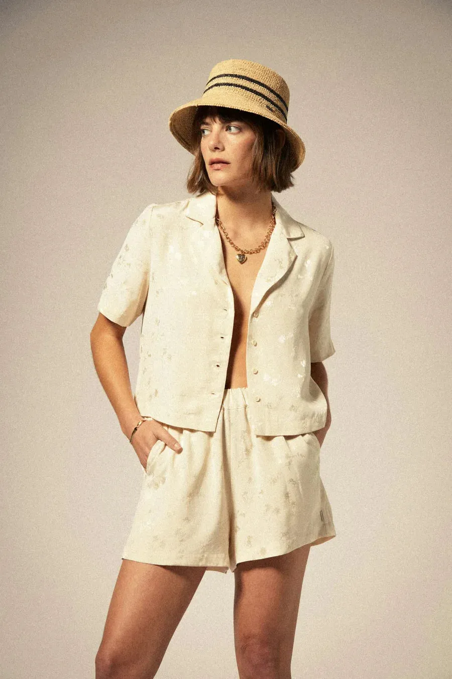 BRIXTON - CHEMISE EN JACQUARD SILKY - WHITECAP FLORAL - PÉ25