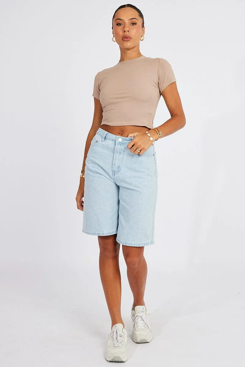 Brown T Shirt Short Sleeve Crew Neck