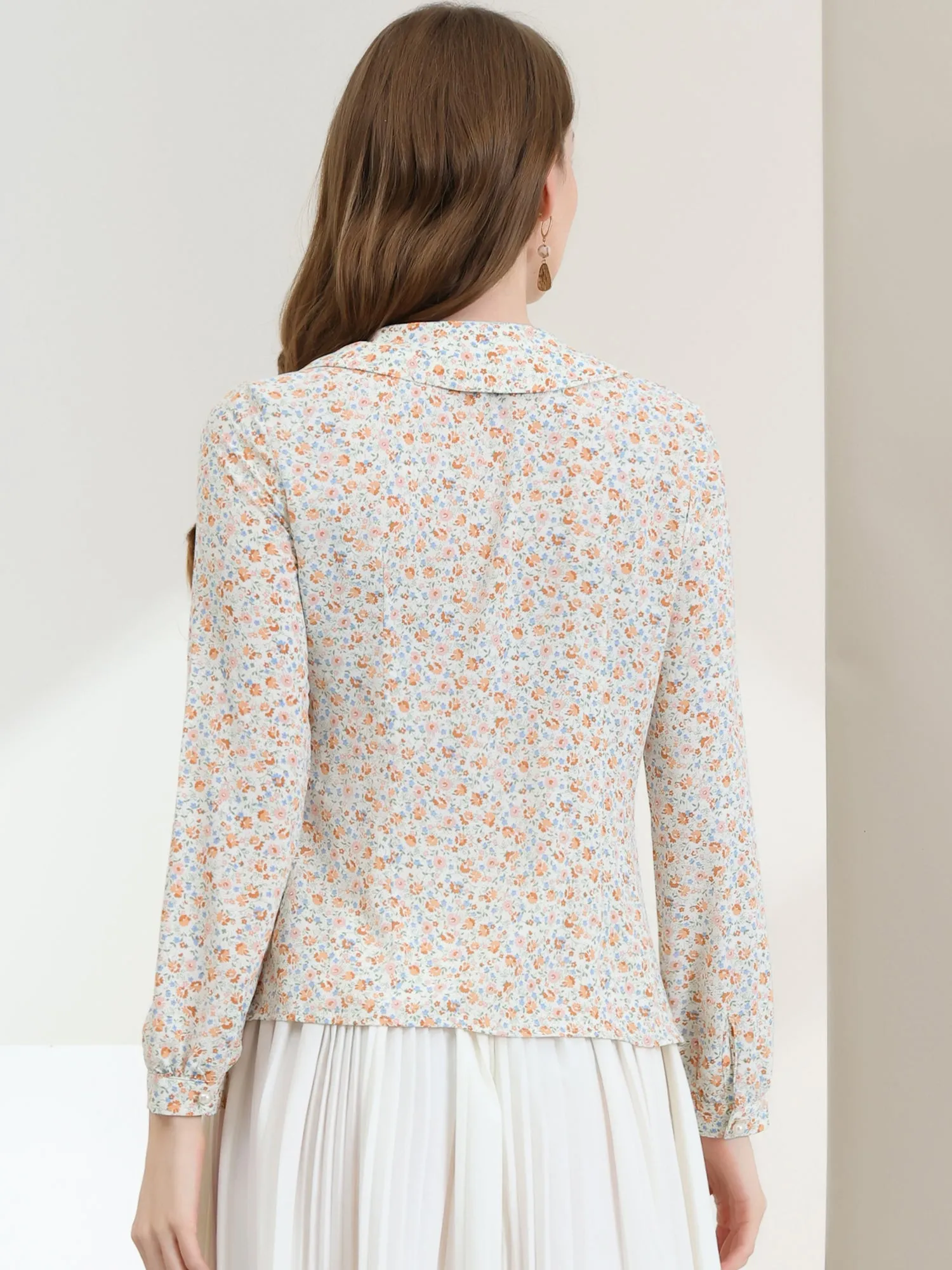Casual Peter Pan Collar Floral Button Down Shirt