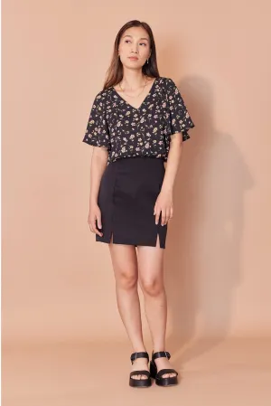 CHERRY BOBIN - HAUT ANASTASIA - FLEURI FONC NOIR - PÉ25