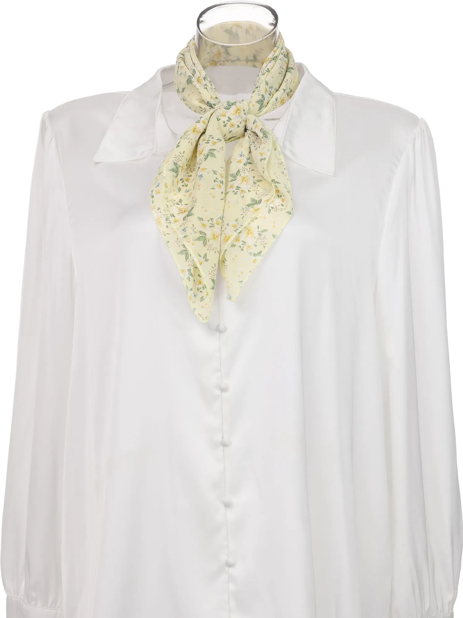Chiffon Floral Print Square Kerchief Neck Scarf Neckerchief
