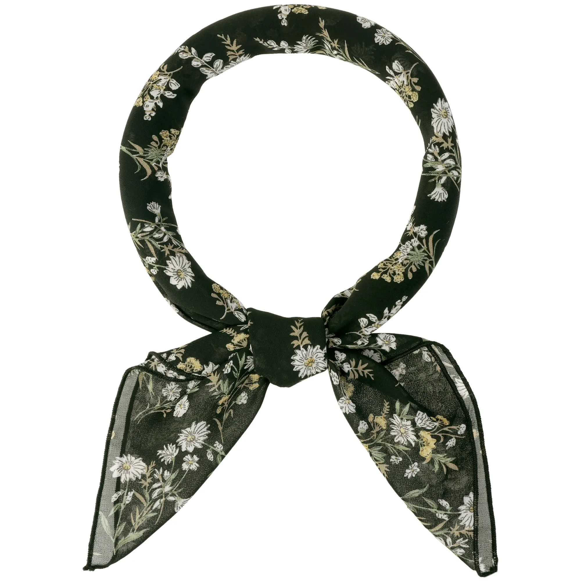 Chiffon Floral Print Square Kerchief Neck Scarf Neckerchief