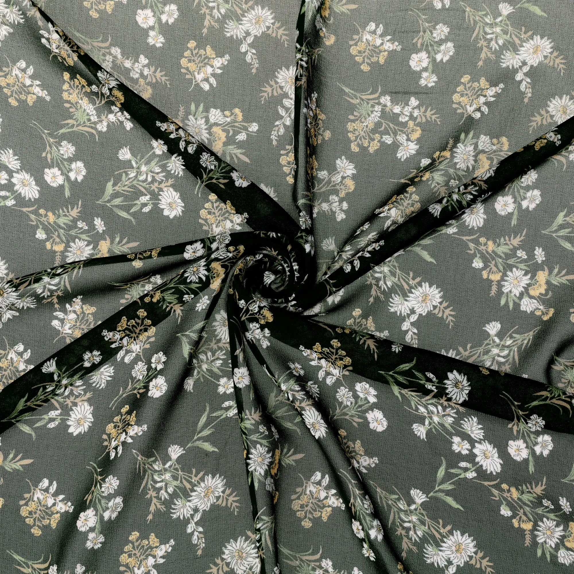 Chiffon Floral Print Square Kerchief Neck Scarf Neckerchief