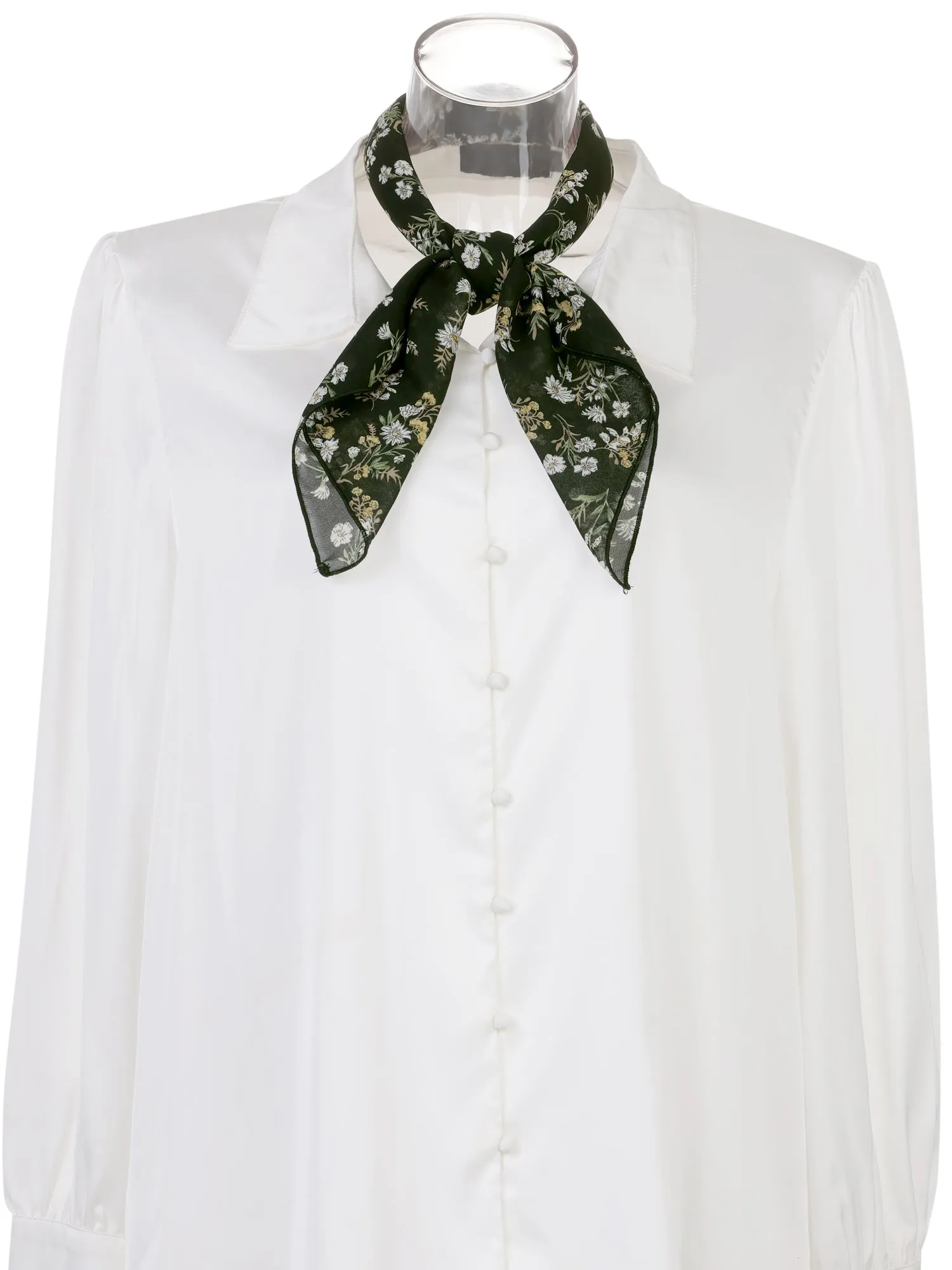 Chiffon Floral Print Square Kerchief Neck Scarf Neckerchief