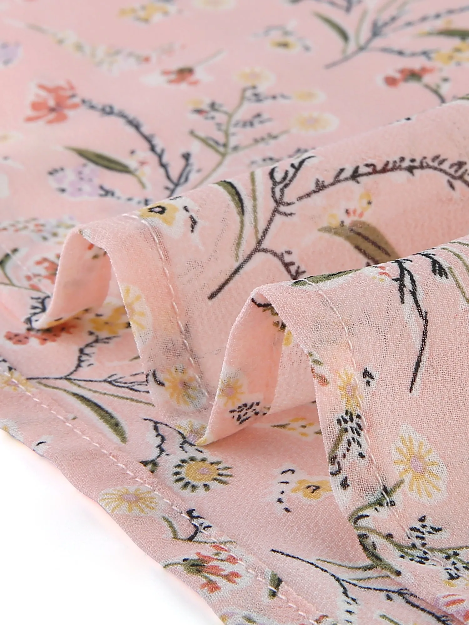 Chiffon Ruffle Sleeve Top Layered Vintage Ditsy Floral Blouse