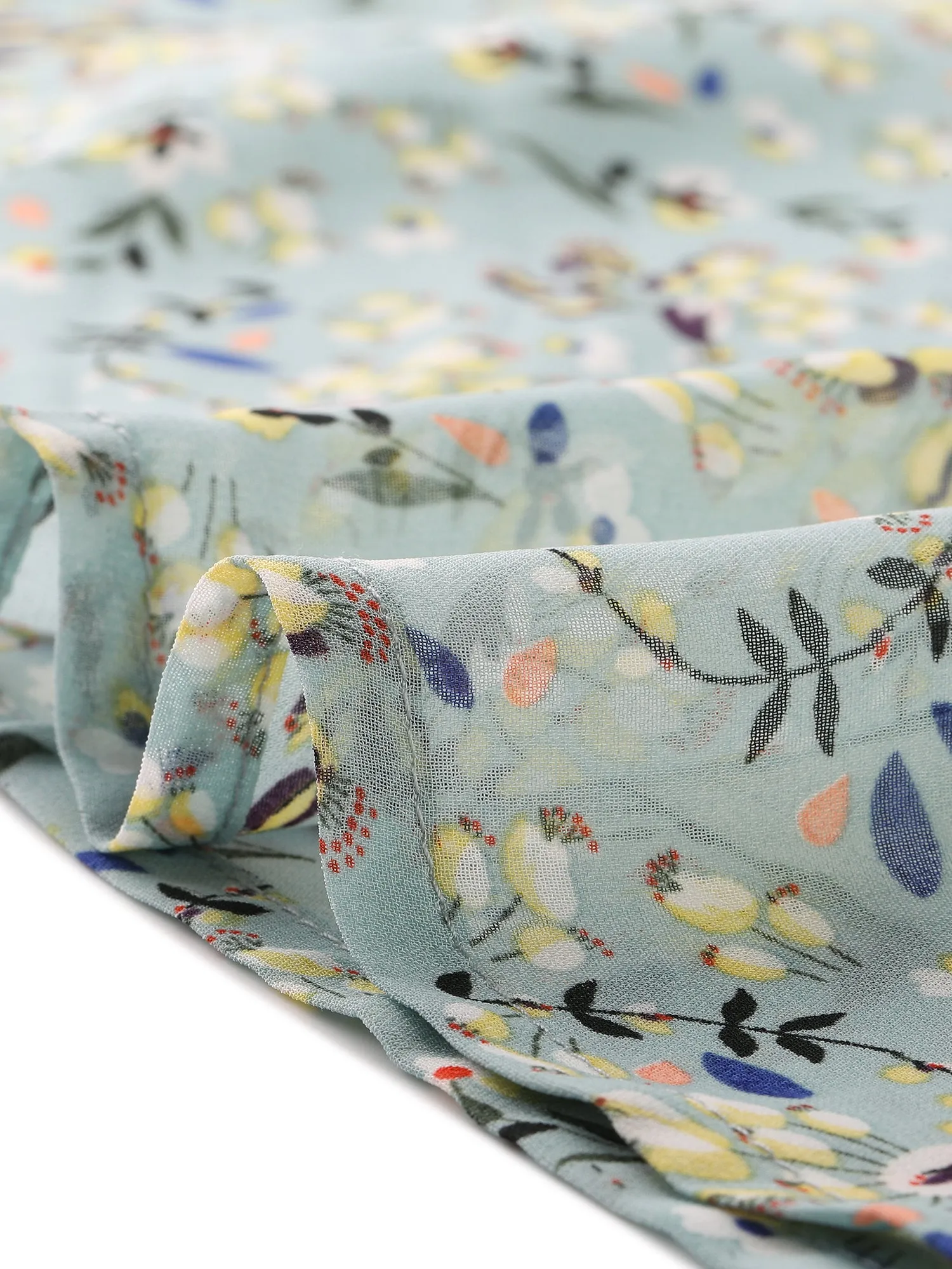 Chiffon Ruffle Sleeve Top Layered Vintage Ditsy Floral Blouse