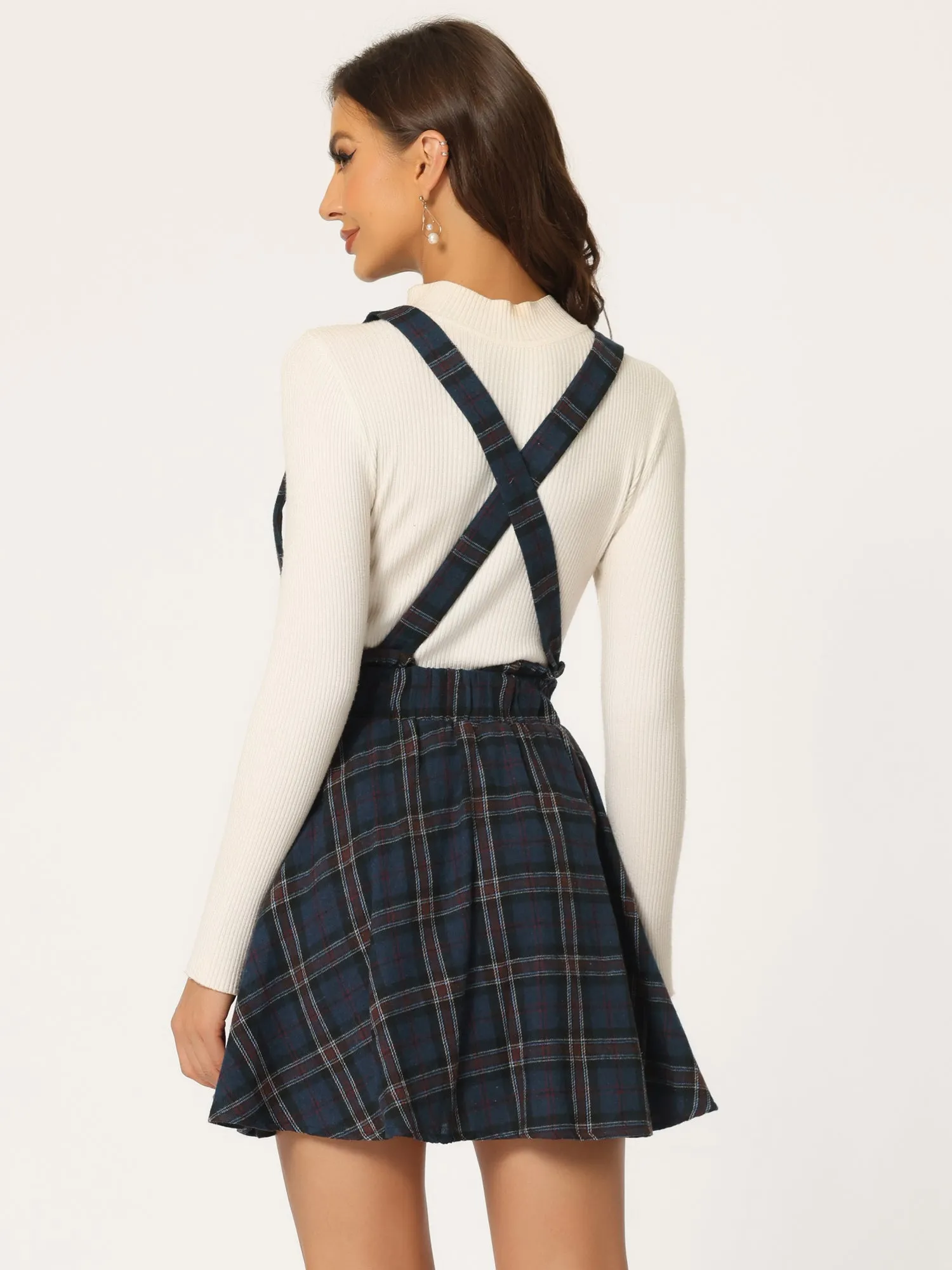 Christmas Gothic Plaid High Waisted Detachable Suspender Skirt