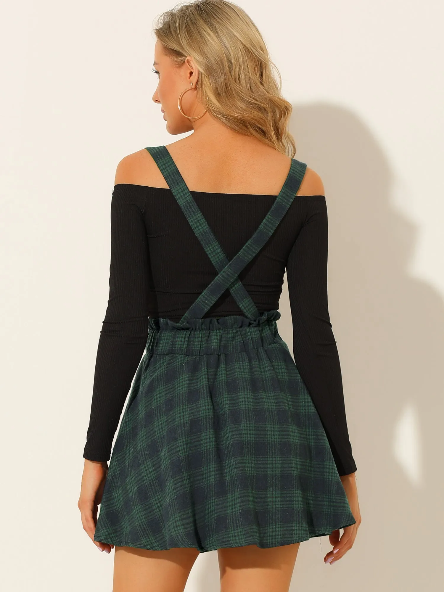Christmas Gothic Plaid High Waisted Detachable Suspender Skirt