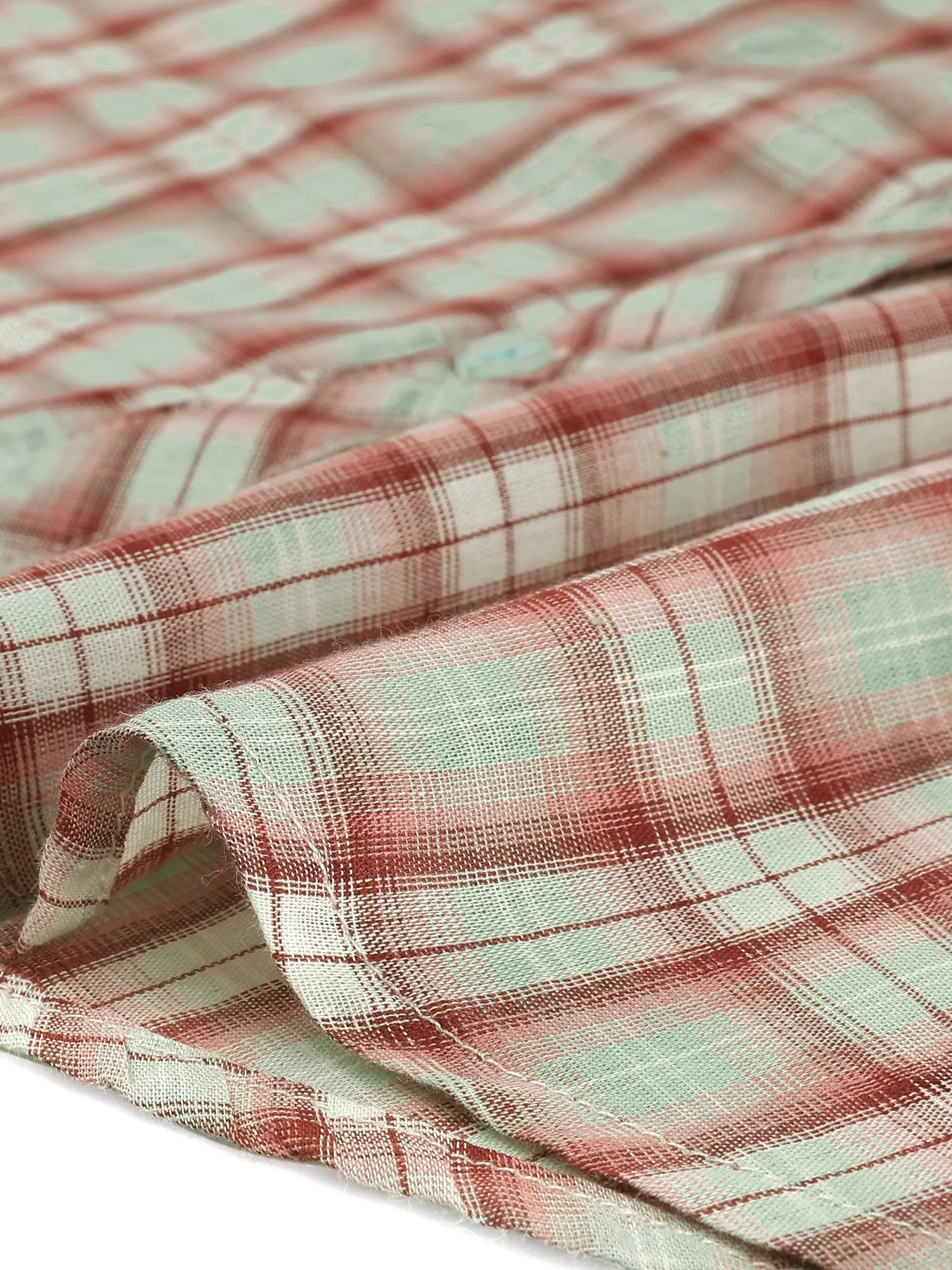 Christmas Plaid Shirt Button Up V Neck Long Sleeve Peasant Blouse