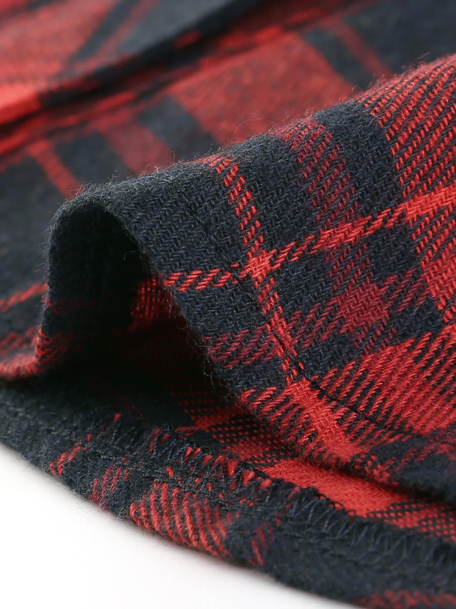 Christmas Plaid Shirt Button Up V Neck Long Sleeve Peasant Blouse