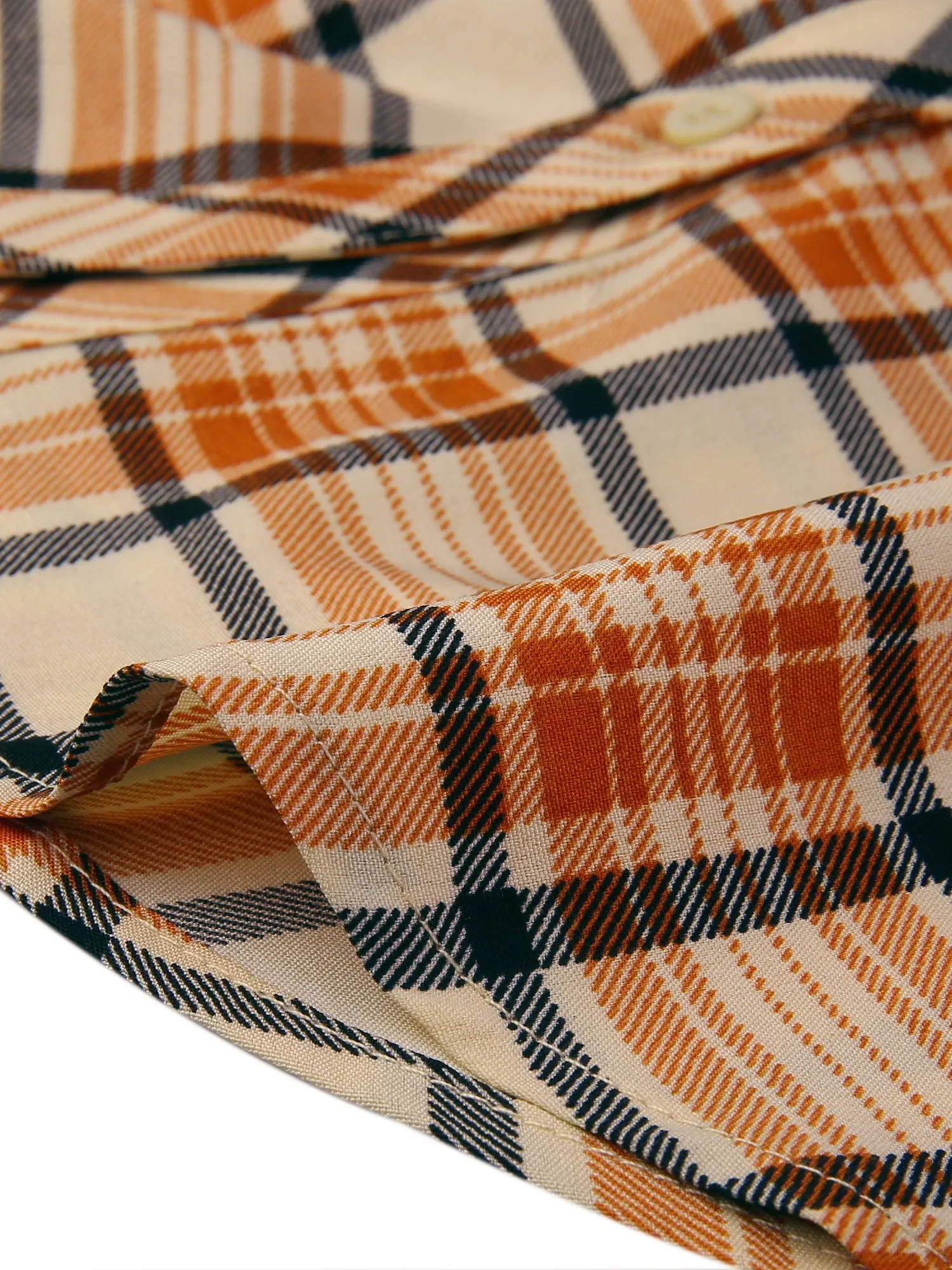 Christmas Plaid Shirt Button Up V Neck Long Sleeve Peasant Blouse