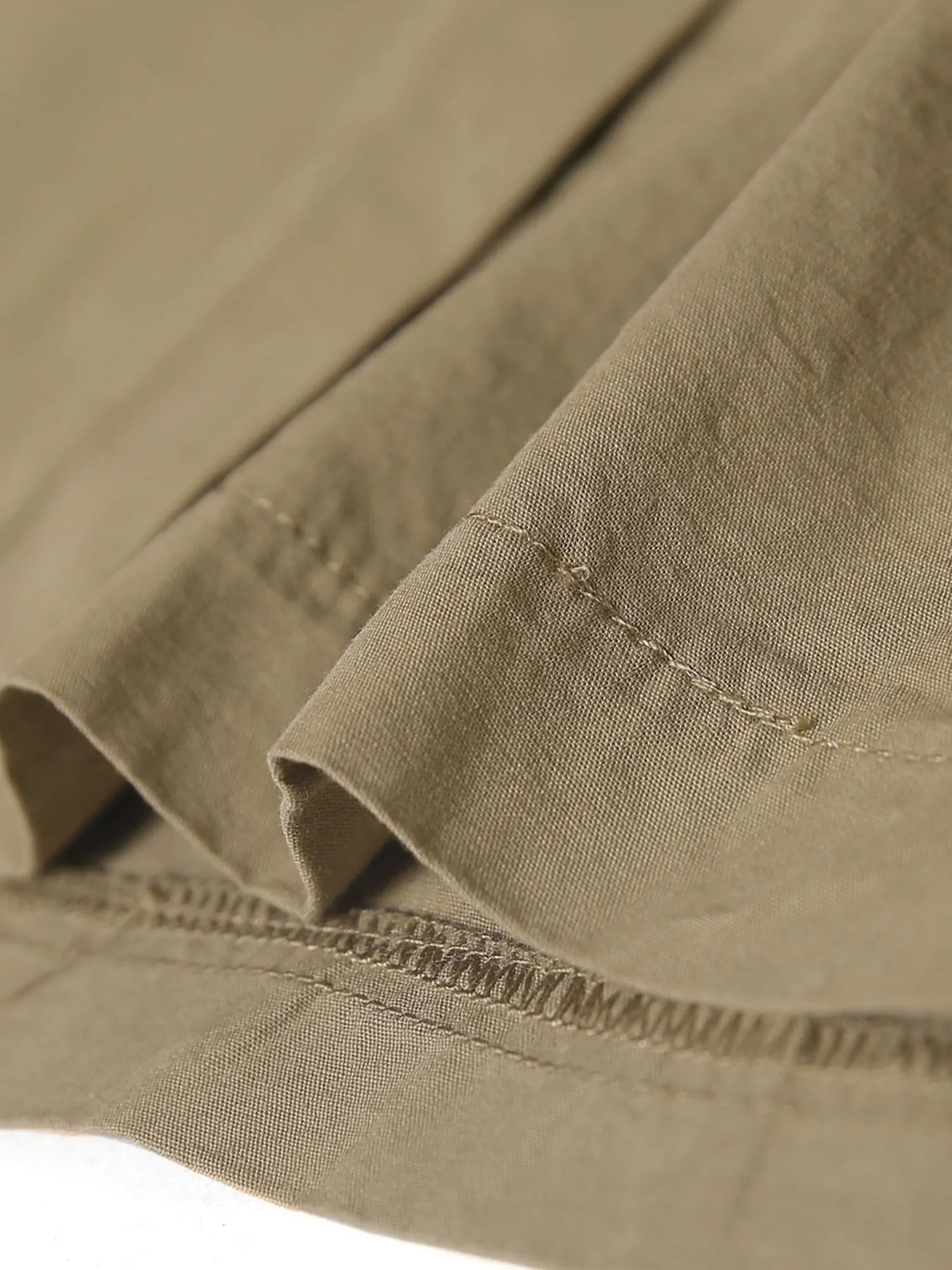 Cotton Button Down Lace-Up Collar Cargo Shirt Dress