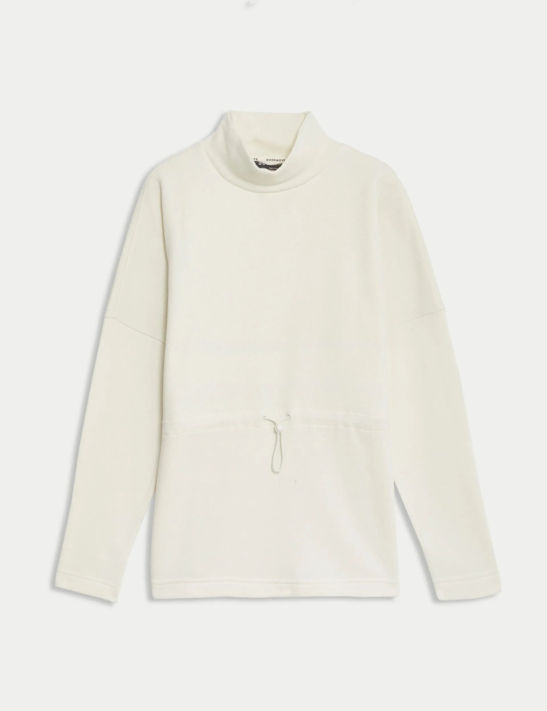 Cotton Rich Brushed Funnel Neck Sweatshirt - Ivory