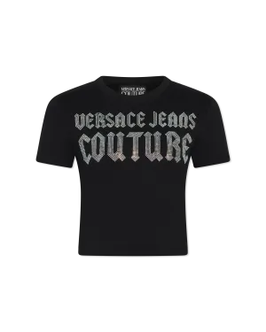 Crystal Gothic Logo Crop T-Shirt