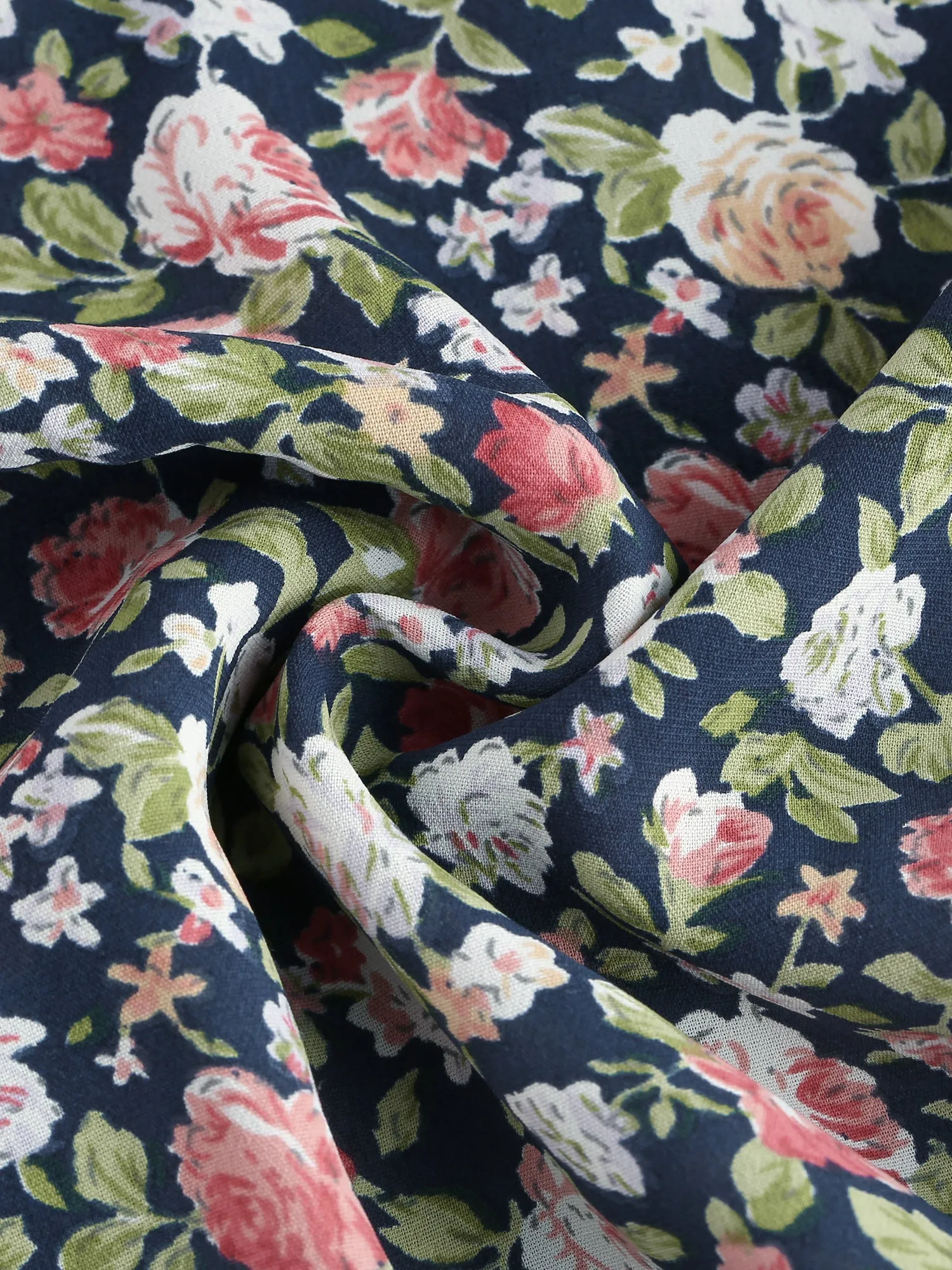 Ditsy Floral Blouse Ruffle Tie Neck Long Sleeve Peplum Smocked Tops